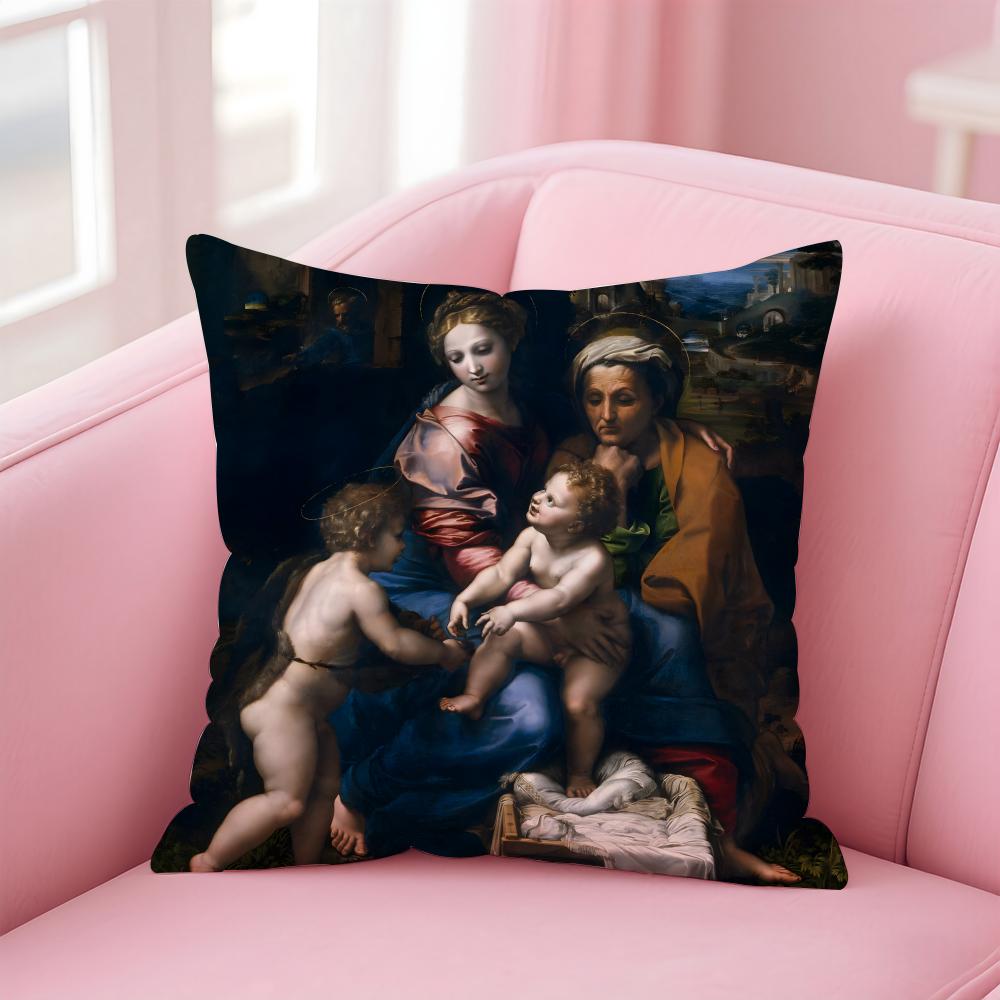 classical RRaffaello Santi Cushion Cover Pillow Case Ultra Soft Skin Friendly Fabric Cloud Like Comfort Concealed Zipper