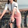 Wosawe Женский велосипедный трикотаж с коротким рукавом, велосипедные шорты с нагрудником, облегающие 3D гелевые подушки, дышащие футболки, женские комфортные велосипедные шорты