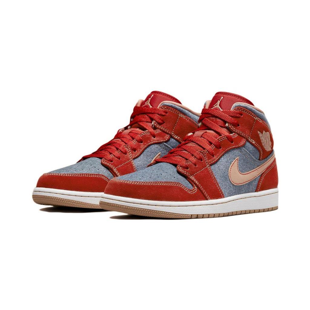 Air Jordan 1 Mid SE PS Denim Red Cinnabar Hemp White DM4383-600
