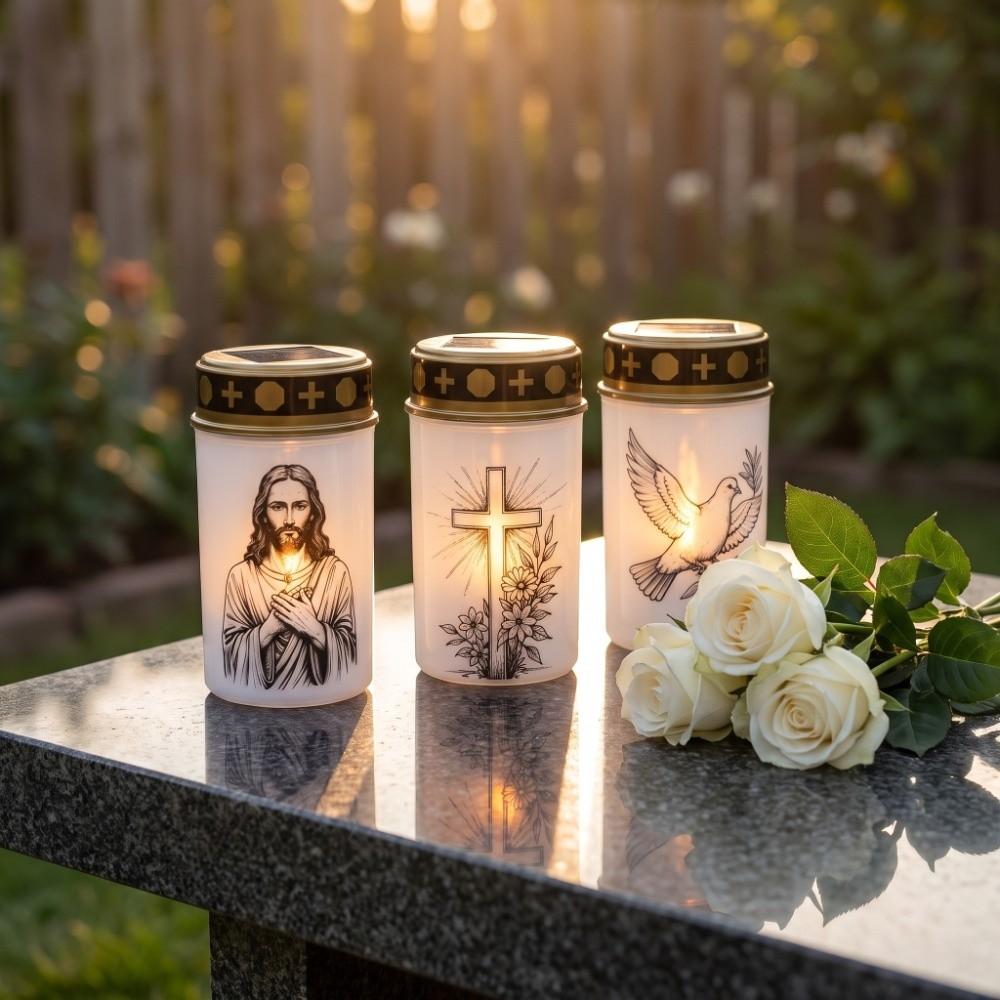Solar Sensor Flameless Ceremony Grave Lantern Rainproof Outdoor Camping Light Grief Memorial