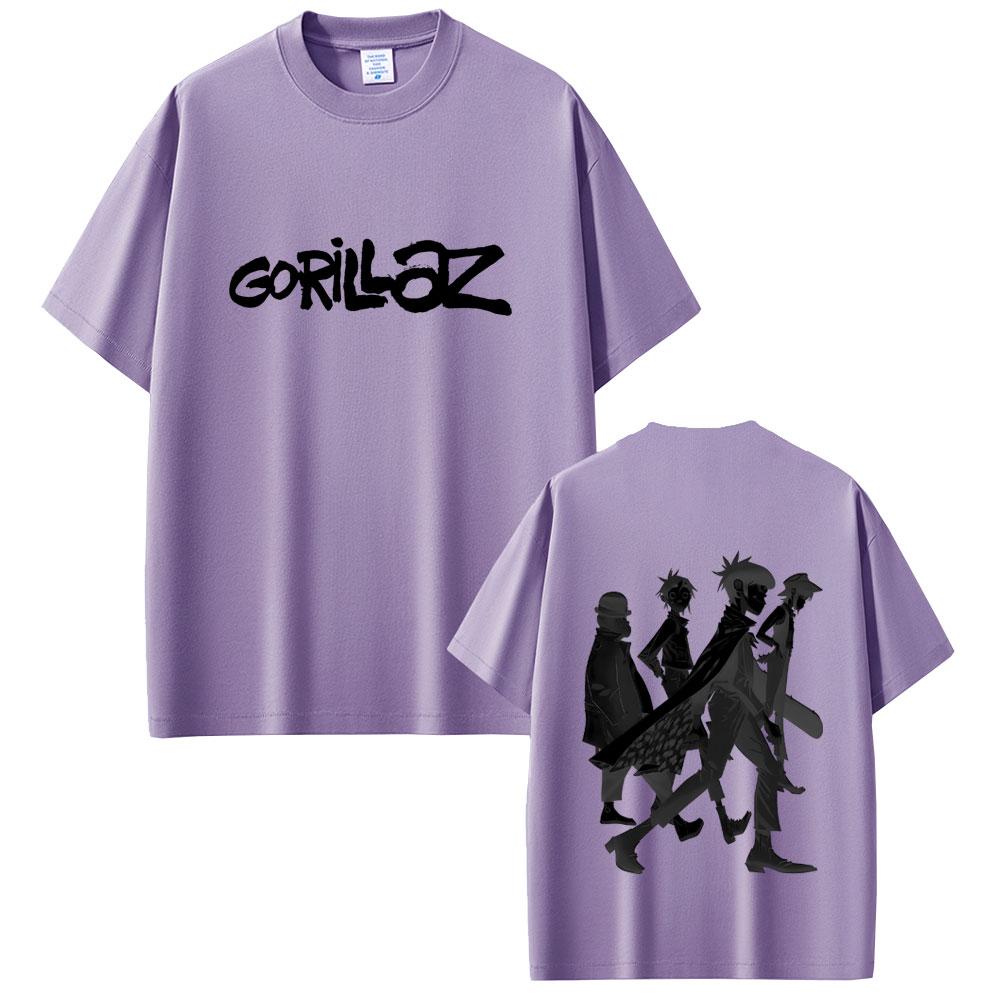 Ограниченный выпуск Футболка с принтом Gorillaz Мужская Женская Повседневная Свободная Футболка с круглым вырезом Мужская Мода Хлопковая Футболка Высокого Качества