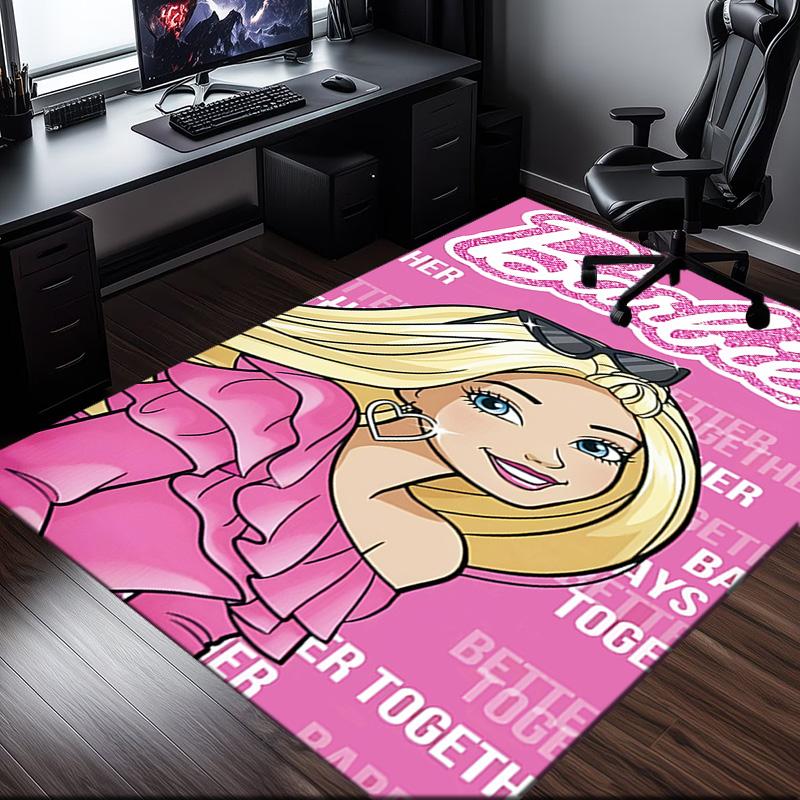 Pink Barbie Fantasy World Rug Office Carpet Non-Slip Mat, Chair Rug Floor Covering for Gaming, Bedroom, Living Room , Home Decor Christmas Gift