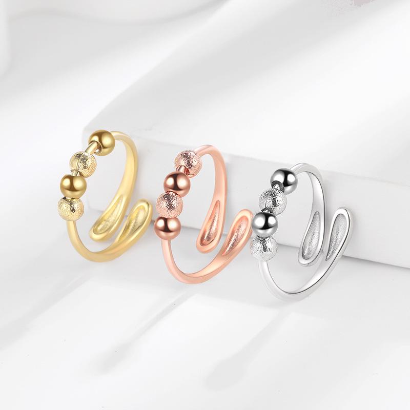 Korean Style Rotating Beaded Anxiety Ring for Women