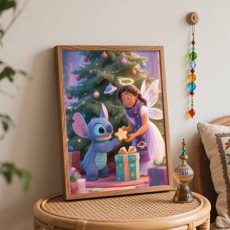 Disney Stitch Christmas Fairy Painting By Numbers Kit Hand Painting Home Decor