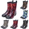 Women Rain Boots Floral Printed Rubber Festival Waterproof Wellington Anti-slip Rain Shoes