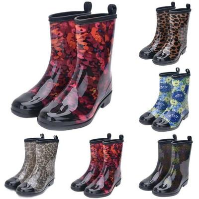 Женские резиновые дождевые сапоги с цветочным принтом, водонепроницаемые, фестивальные, веллингтоны, противоскользящая дождевая обувь