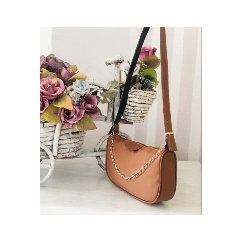 Black Chain Baguette Women's Bag