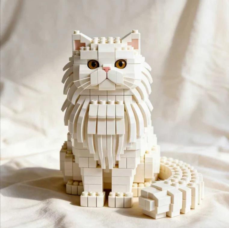 Cat Building Blocks Toy Figure Collectible DIY Model Display Compatible With ABS Plastic Bricks Set For Adults Kids Gift