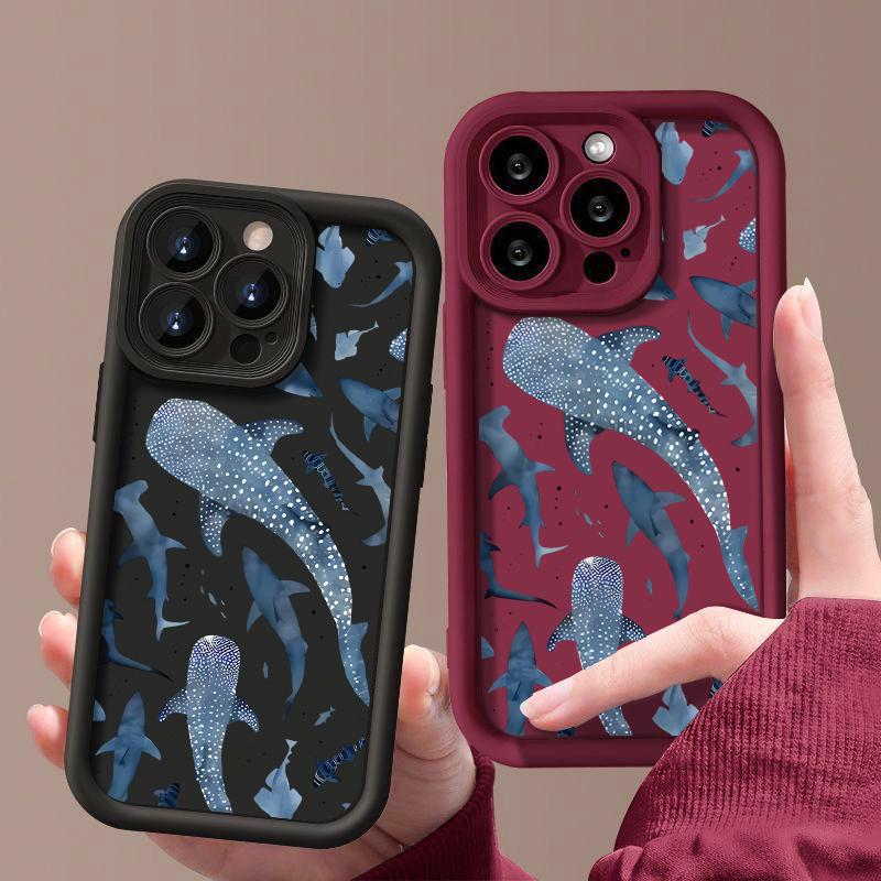 Для iPhone 16 Pro Max 16E 15 14 Pro 13 12 11 чехол с принтом китового дерева, противоударный мягкий защитный чехол для линз из ТПУ с матовым покрытием
