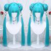 DIY Anime Synthetic Short Straight Green Wig Double Hair Loop Double Braid Ponytail Natural Short Straight Head Cover Wig For Women