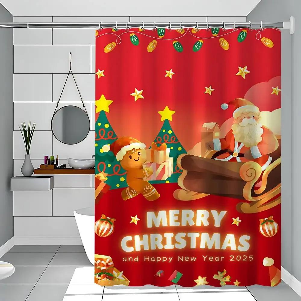 GAEGingerbread House Christmas Candy Modern Simple Shower Curtain Bathroom Decorative Polyster Shower Curtain With Hook