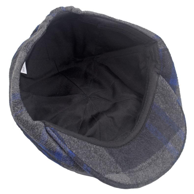 Клетчатая восьмиугольная шляпа, берет, осень-зима, мужская теплая шляпа вперед, шерстяная клетчатая шляпа газетчика, британская женская шляпа маляра