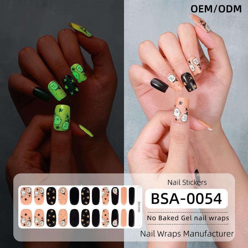 Hot Sale Autumn Winter Design Press-On 22 Gel Nail Wraps Strips No UV Lamp Free Baked Fully No Baked Cured Gel Nail Stickers