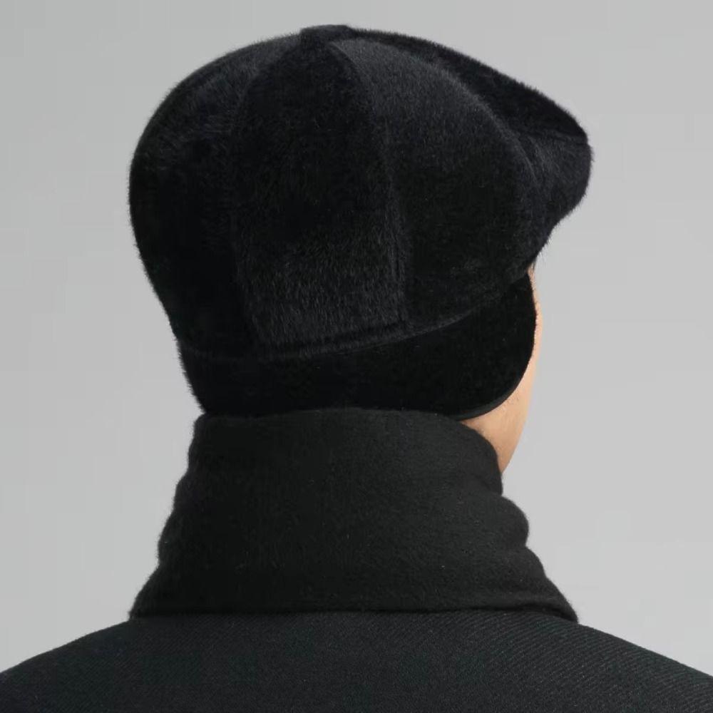 Flat Men Beret Faux Fur British Style Woolen Beret Simple Newsboy Cap  Autumn and Winter