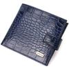 Мужской стильный кошелек горизонтального формата из натуральной кожи с тиснением под крокодила CANPELLINI 21758 Синий