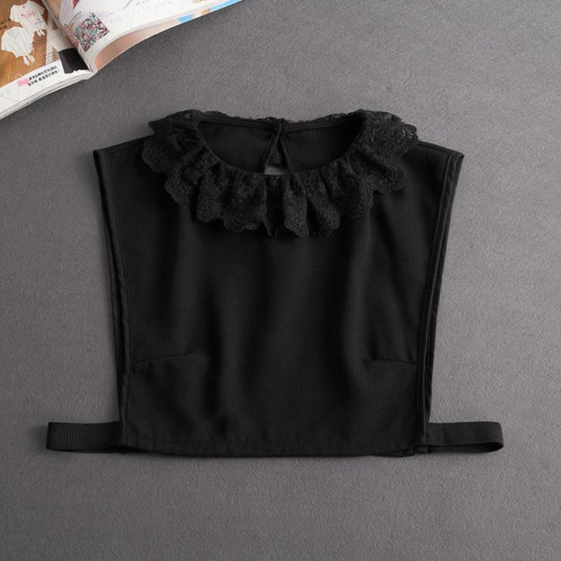 Fashion White Fake Collar Women Detachable Collars Black Woman False Collar Lace Removable Half Shirts Tie Top Collars Decor