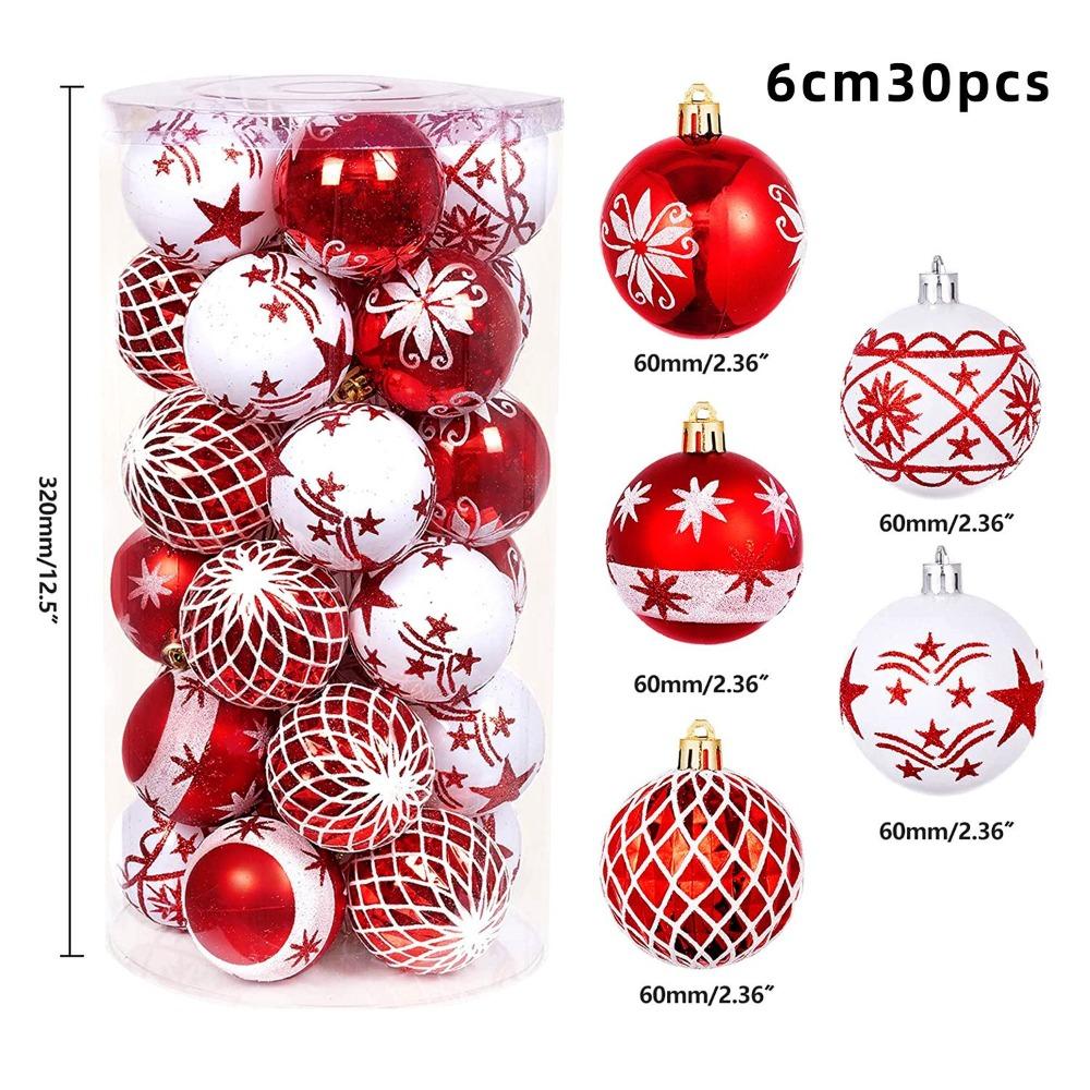 30PCS New Plastic Christmas Balls 6cm DIY Gifts Christmas Tree Ball Ornaments Multicolor Party Supplies New Year