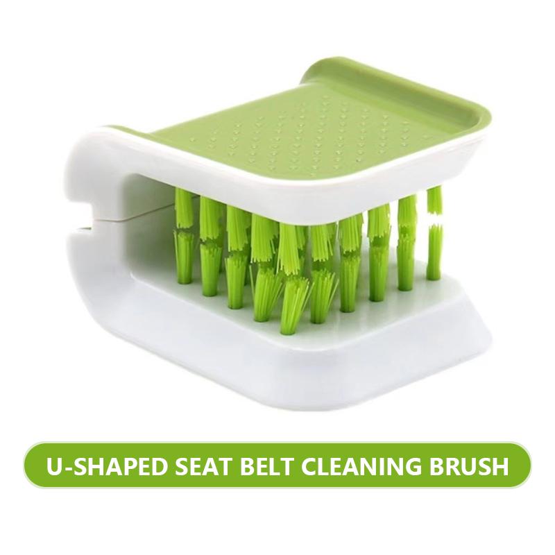 Инструмент для чистки ремней безопасности салона автомобиля, двухсторонний U-образный складной лоток, губка, щетка, ремень безопасности, защита для рук, уход за автомобилем