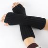A Pair Long Fingerless Glove Arm Warmer Stretchy Mitten Unisex Crochet Half Finger Long Gloves