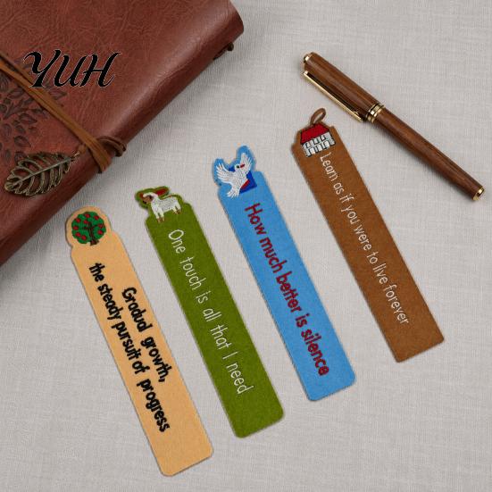 Embroidered Bookmark Felt for Men Women, House Pigeon Sheep Tree Lamb Design Pattern Book Mark, Handmade Decorative Page Marker, Accessory Small