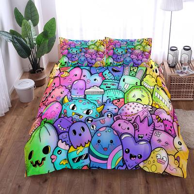 Комплект постельного белья для вечеринки Doodle Monster, комплект постельного белья King Queen Double Full Twin Single Size