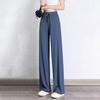 Women Pants Elastic High Waist Adjustable Drawstring Casual Trousers Solid Color Loose Fit Wide Leg Summer Thin Long Pants