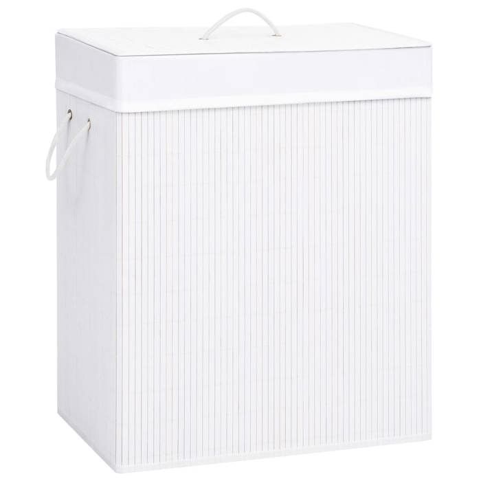 VidaXL Laundry Basket with 2 Sections White Bamboo 100 L 320744