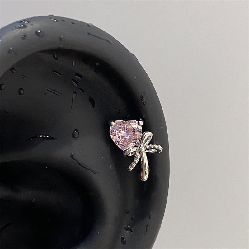 1pcs Quality Shiny Cross Zircon 316L Stainless Steel Ear Bone Nail Silver Earring for Women Cochlear Accessories