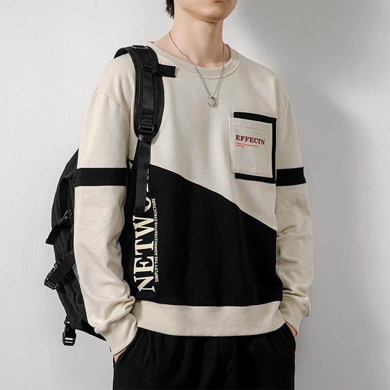 Весна и осень. Новые модные и красивые толстовки для мужчин, свободные и универсальные, повседневные спортивные свитера, топы с длинными рукавами, футболки для мужчин.