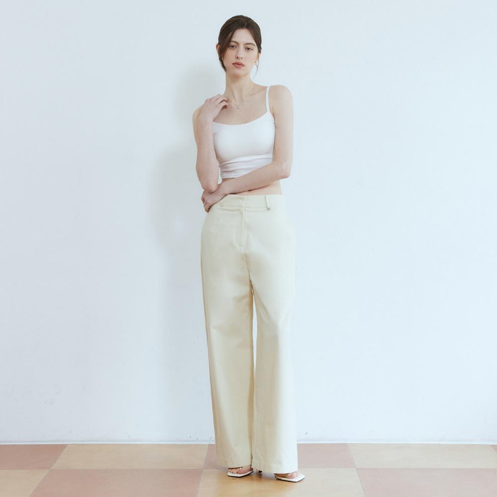 ADAUL Clear Summer Cotton Wide Pants - Creambeige