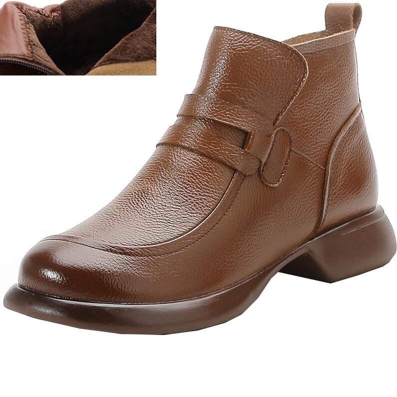 Fashion GKTINOO 2025 Autumn Women's Shoes Genuine Leather Boots Women Fashion Winter Boots Women Non-slip Warm Low Heel Shoes Women