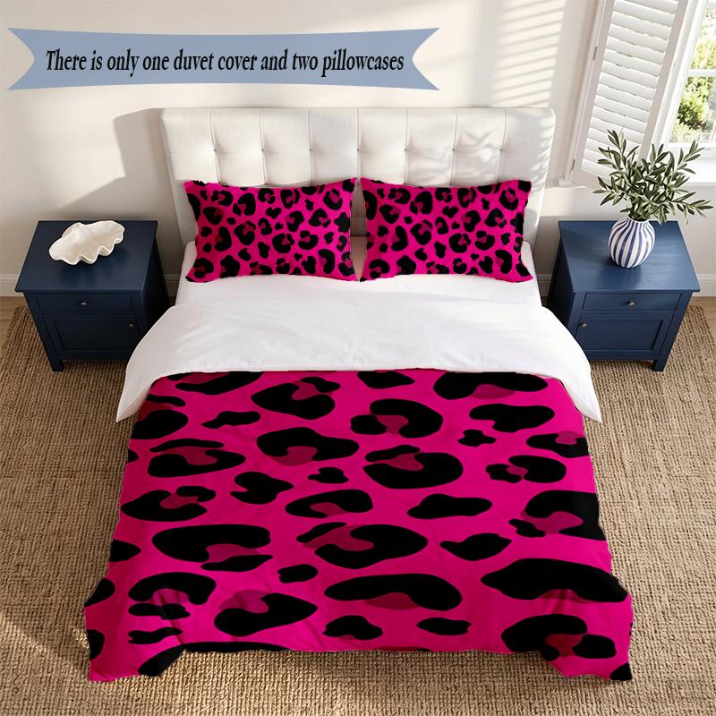 Trendy leopard print 3‑Piece Bedding Set Soft Microfiber Duvet Cover Pillowcases Comfortable Bed Linen for Bedroom Decoration
