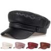 Korean Style Vintage Beret Hat Solid Color Retro Painter Cap Casual Pu Leather Berets  for Girls