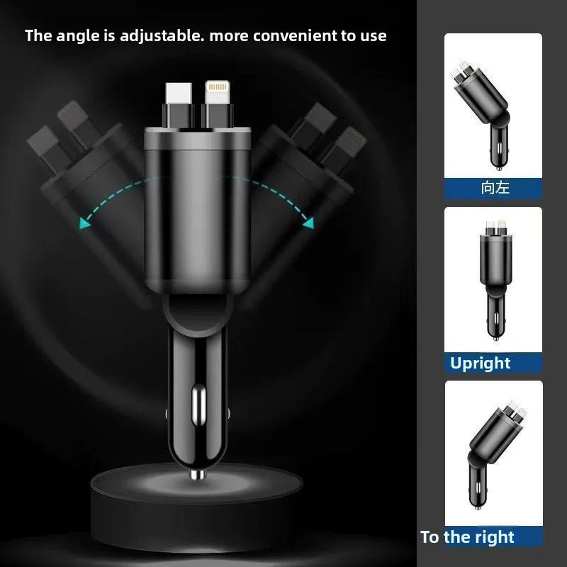 Cargador de coche retráctil carga rápida 120W adaptador universal para dispositivos móviles