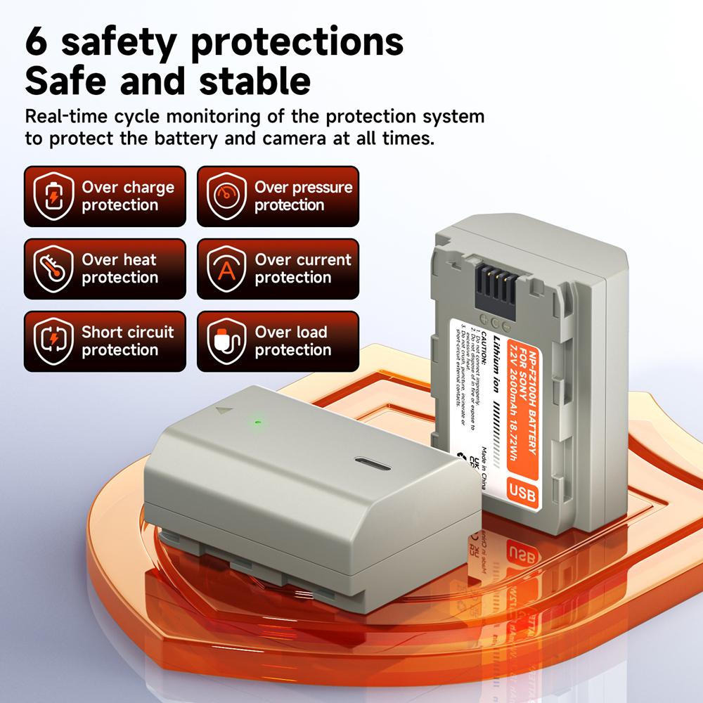 PALO NP-FZ100 NP FZ100 Np Fz100 Battery+Type C Port for Sony A6700 BC-QZ1 Sony Alpha A9 a7R III A7 III A7R3 a7R IV A6600 ZV-E1