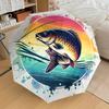 Colorful Fish Sunset Design Automatic Opening/Closing Umbrella with Foldable Design - Perfect for Fans, Travelers, Daily Use, and Festive Gi