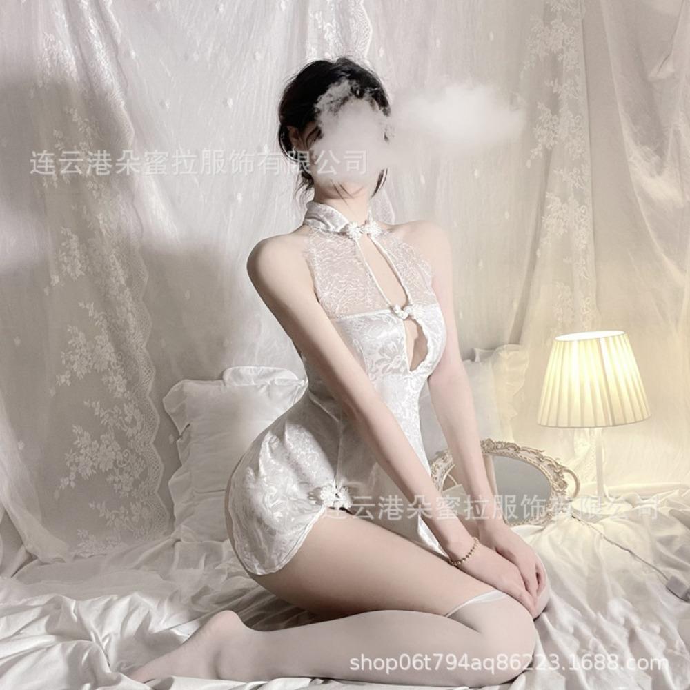Domila Сексуальное кружевное белье Соблазн Ретро Чонсам Горячая полая спина Шнуровка Большой размер Униформа