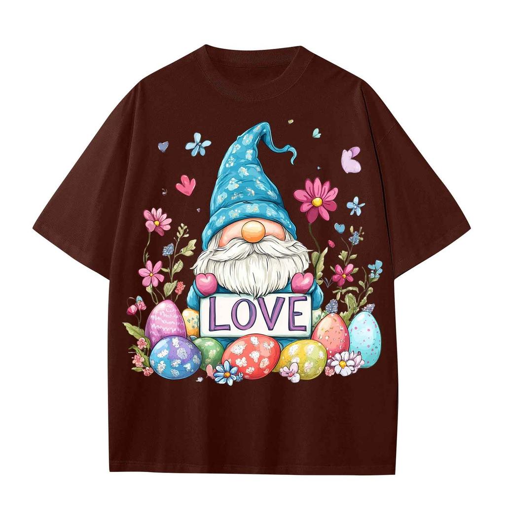 Boys And Girls Casual Loose Easter Print T-Shirt Round Neck Pullover Short Sleeve Top