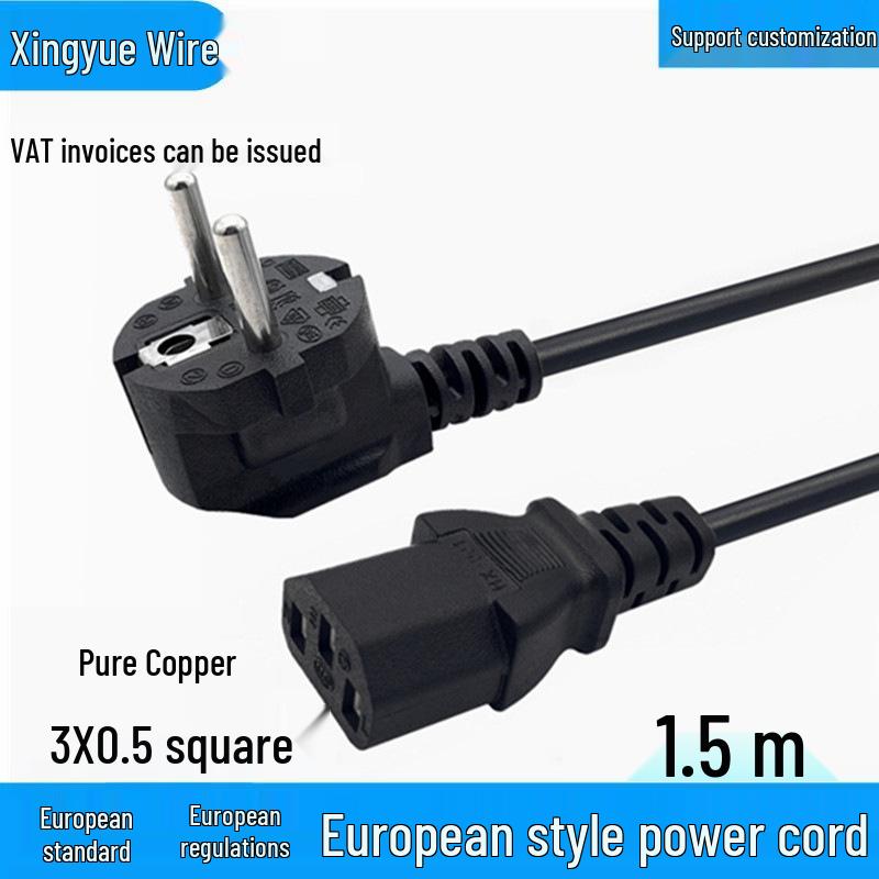 European Clover Leaf Power Cord with French Plug for Computer and Monitor Connection