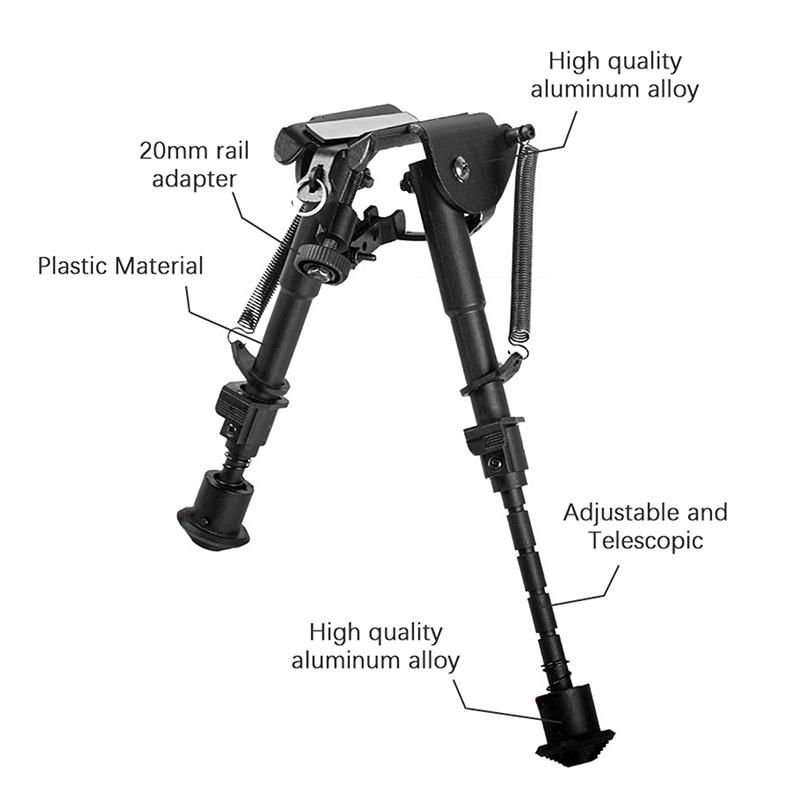Airsoft Rifle Bipod 6~9 Inch Telescopic Tripod Rack Fits 20Mm Picatinny Rail