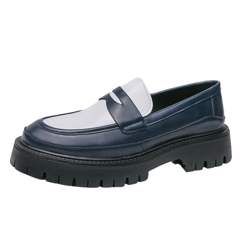 Fashion Round Headed Men's Loafers Fashionable and Trendy Men's English Style Styles Party Wedding Casual Business Thick Soled Shoes