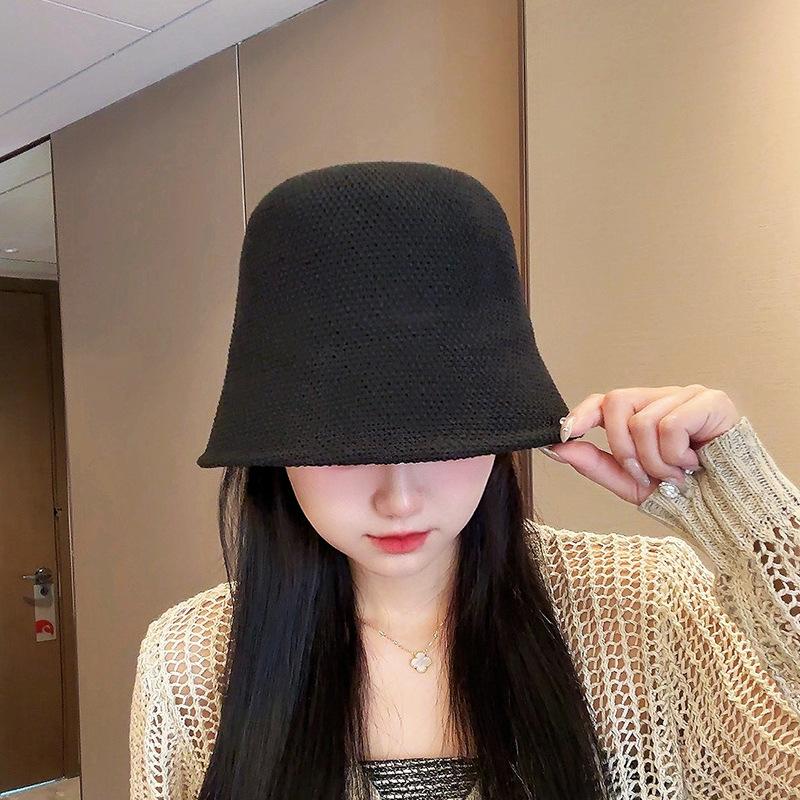 Соломенная шляпа-ведро с темпераментом, женская, однотонная, универсальная, закрывающая лицо, солнцезащитная шляпа для путешествий весной и летом, защита от УФ-лучей, шляпа-ведро