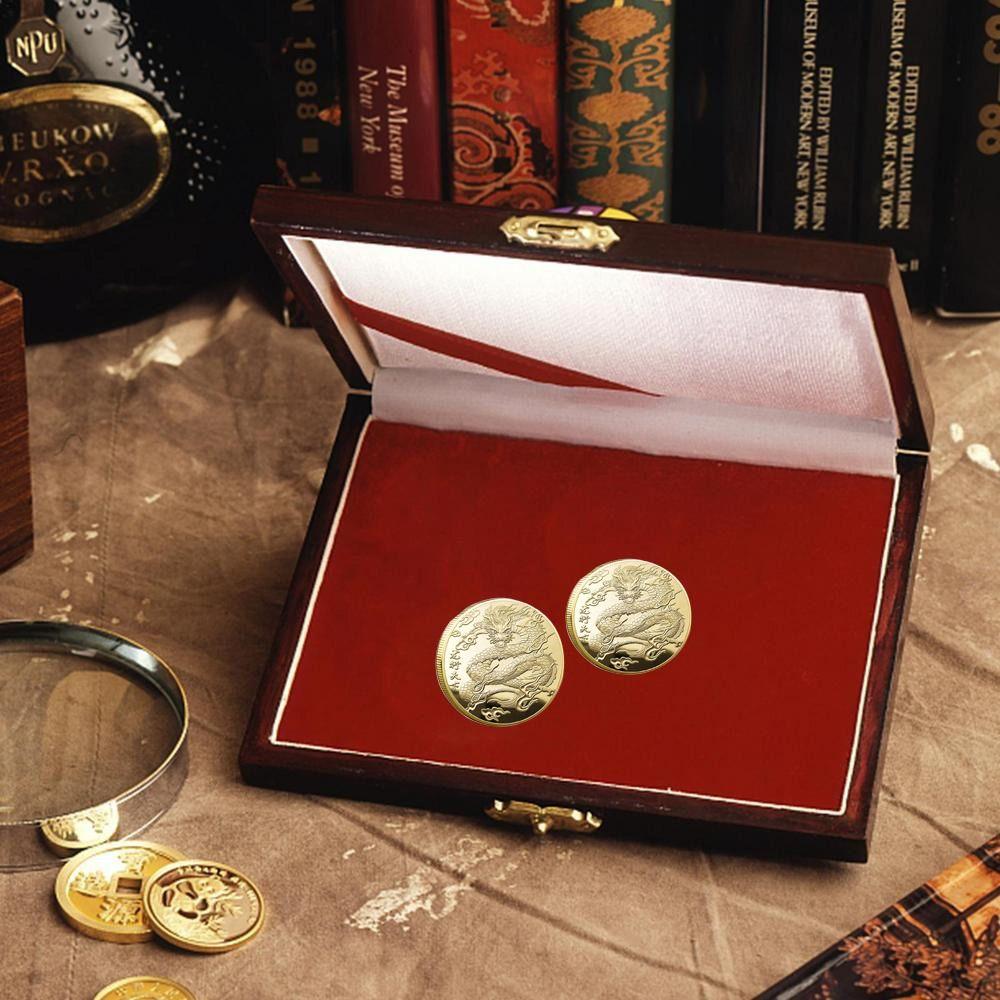 Золотые тисненые монеты с драконом, посеребренные коллекционные монеты, монета с драконом китайского зодиака, Новый год