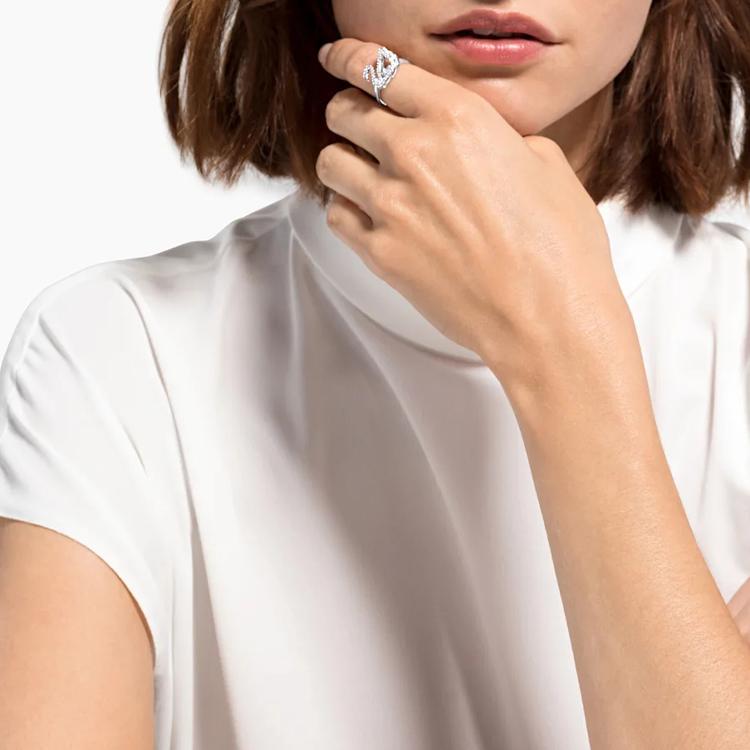 Swarovski Кольцо с инкрустацией кристаллами 'Танцующий лебедь' Женские кольца Белый 5534842+5520712+5534843