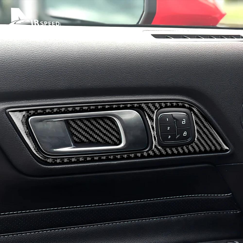 Внутренняя ручка двери автомобиля из углеродного волокна, наклейка на рамку дверной чаши для Ford Mustang 2015-2022, аксессуары для интерьера