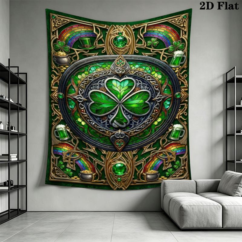 St.Patrick's Day Wall Tapestry Aesthetic Wall Hanging Printed Fabric Blanket Decorative Tapestries for Bedroom Living Room Home Decor