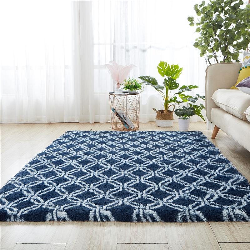 Tie Dye Plaid Plush Gradient Carpet, Living Room Floor Mat, Fluffy Rugs,Fully Spread Bedroom Bedside Blanket, Modern Living Room Rugs