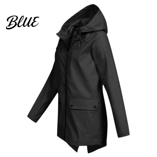 Женский легкий плащ осенне-зимнее пальто ветрозащитный с длинными рукавами с капюшоном на шнурке ветровка повседневная куртка на молнии