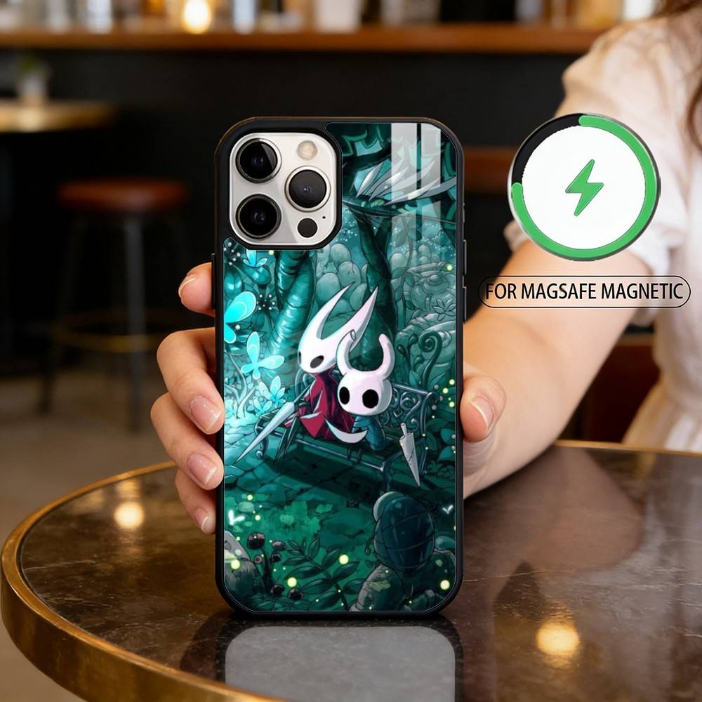 Чехол для телефона H-Hollow Knight Для iPhone 17, 16, 15, 14, 13, 12, 11 Plus, Pro Max Магнитный Для Magsafe Беспроводная Зарядка