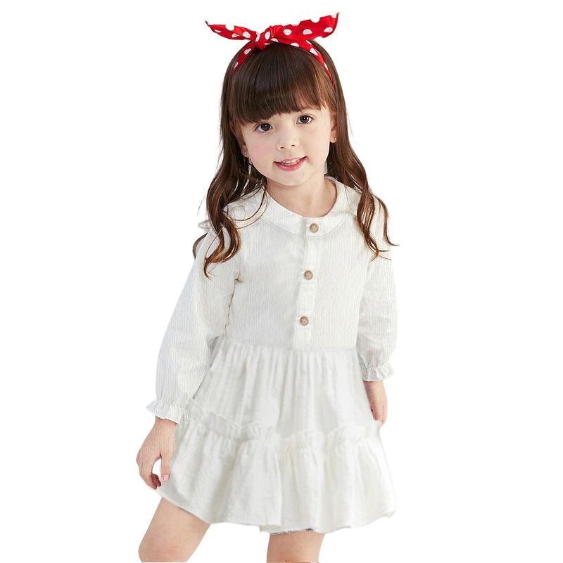 Платье-рубашка для маленьких девочек, детские белые блузки с длинными рукавами, платья